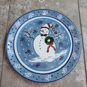 Set of Two Snowmen Winter Decorative Plates